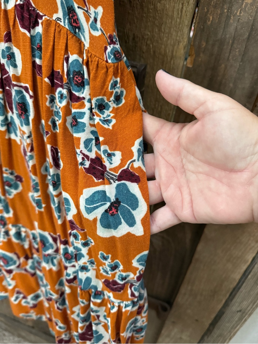 Ava & Viv Boho Summer Dress Women’s Size X Orange Floral Flutter Sleeve VNeck - Picture 5 of 15